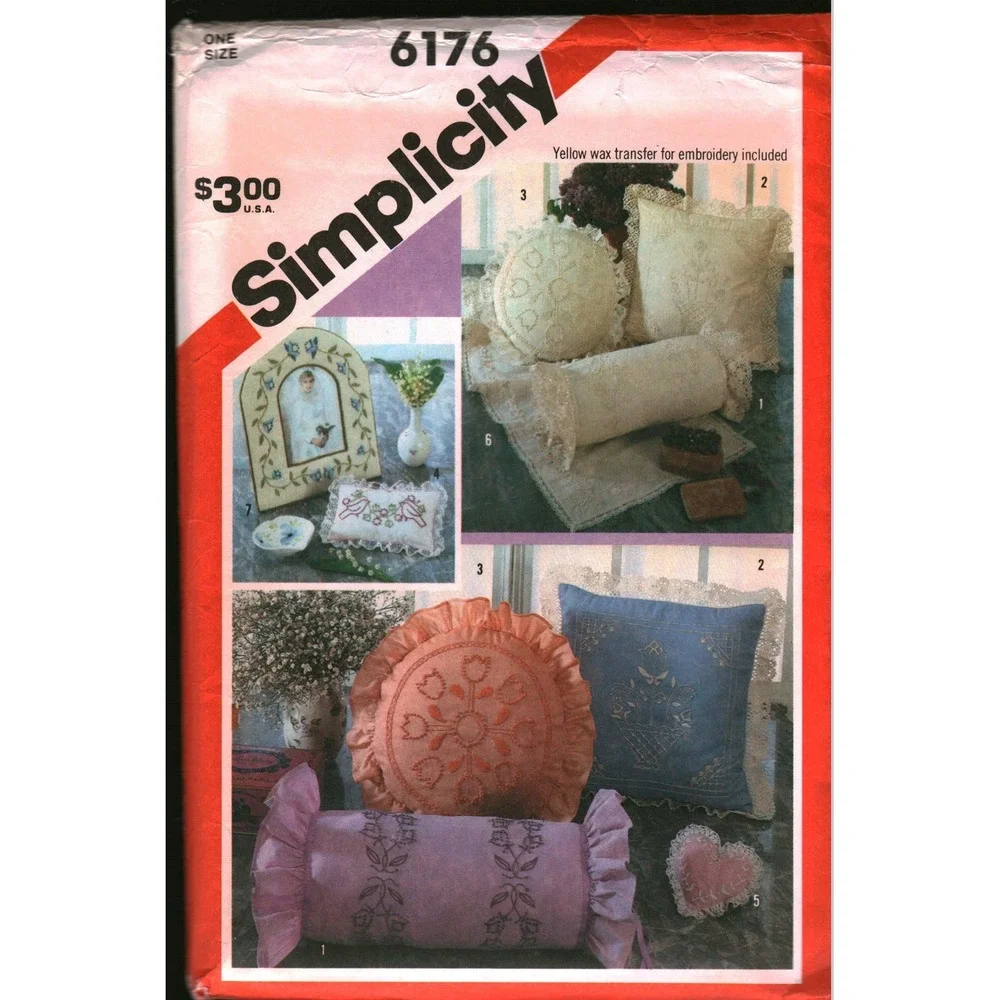 Simplicity 6176 Candlewicking Accessories Sewing Pattern Pillows Sachets Frame